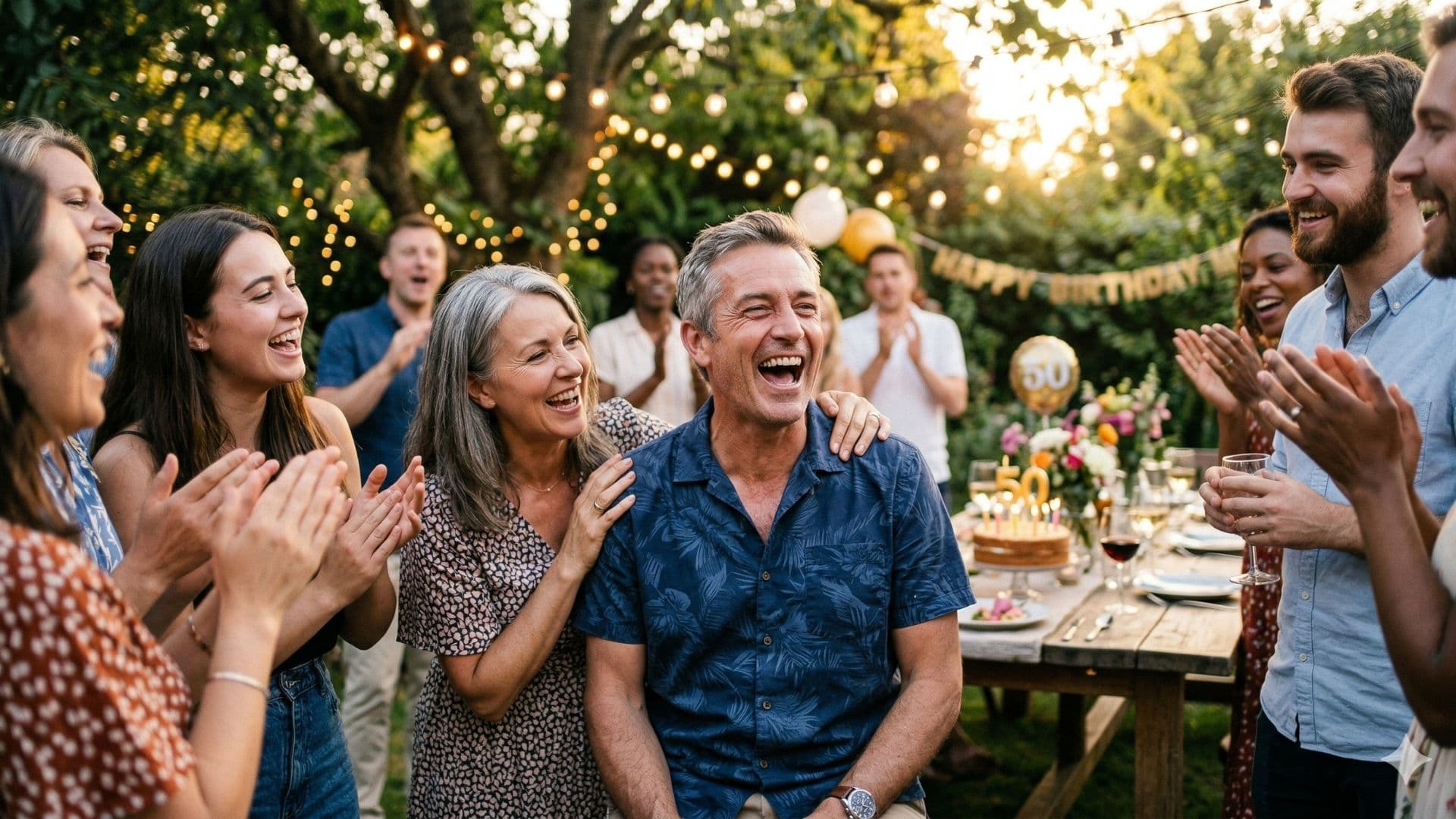 Familie feiert 50. Geburtstag zusammen